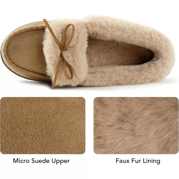 imageRockDove Womens Faux Fur Lined Micro Suede Moccasin SlipperTan