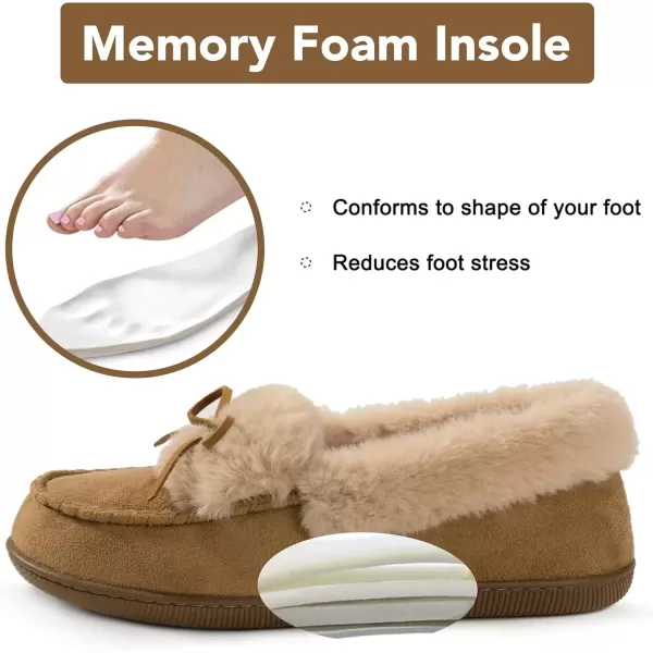 imageRockDove Womens Faux Fur Lined Micro Suede Moccasin SlipperTan