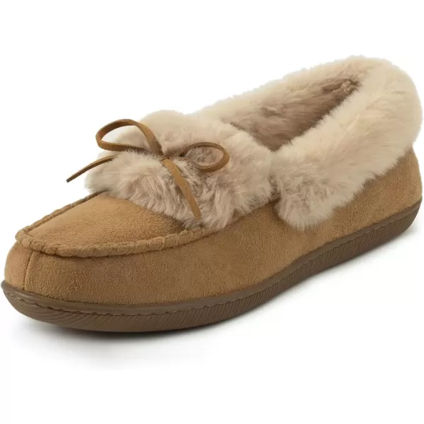 imageRockDove Womens Faux Fur Lined Micro Suede Moccasin SlipperTan