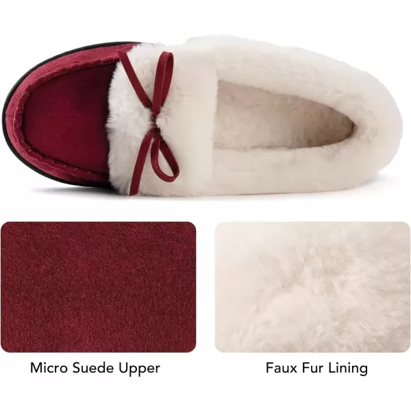 imageRockDove Womens Faux Fur Lined Micro Suede Moccasin SlipperWine