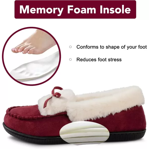 imageRockDove Womens Faux Fur Lined Micro Suede Moccasin SlipperWine