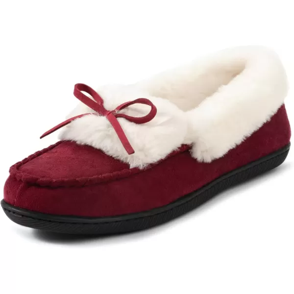 imageRockDove Womens Faux Fur Lined Micro Suede Moccasin SlipperWine