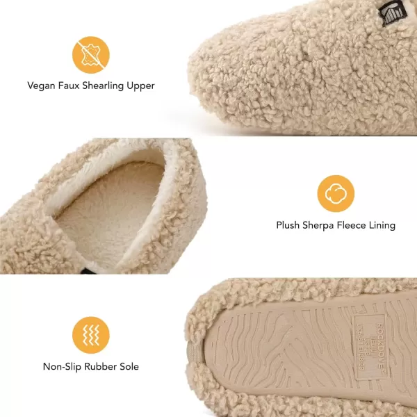 imageRockDove Womens Faux Shearling Closed Back Slipper with Memory FoamBeige