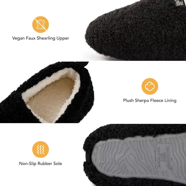 imageRockDove Womens Faux Shearling Closed Back Slipper with Memory FoamBlack