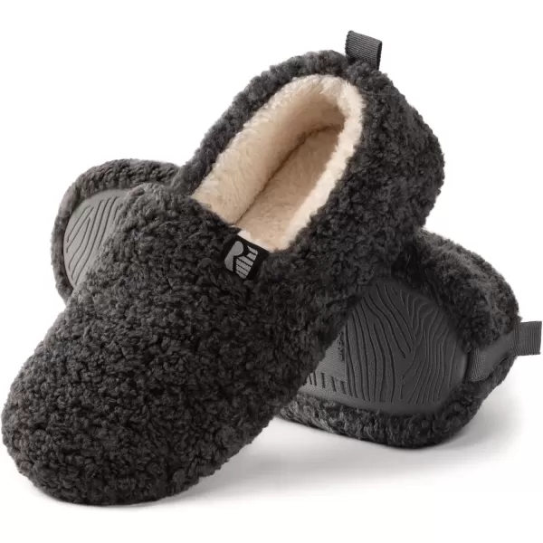 imageRockDove Womens Faux Shearling Closed Back Slipper with Memory FoamDark Grey