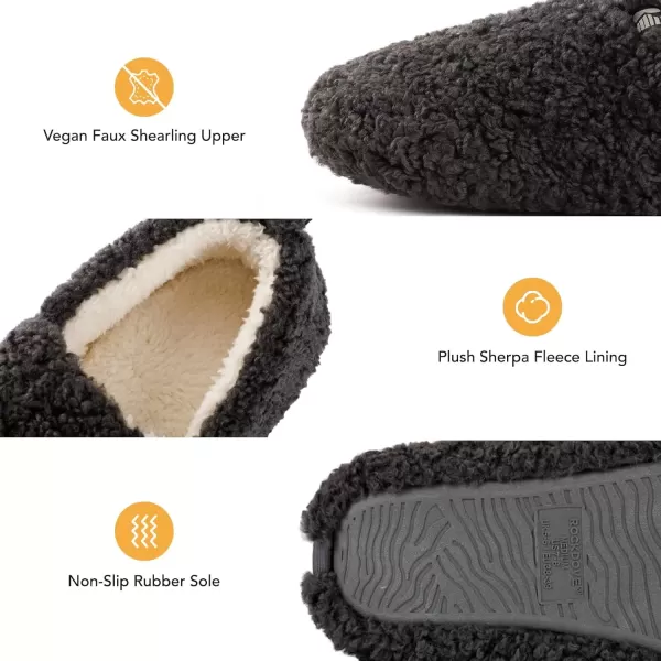 imageRockDove Womens Faux Shearling Closed Back Slipper with Memory FoamDark Grey