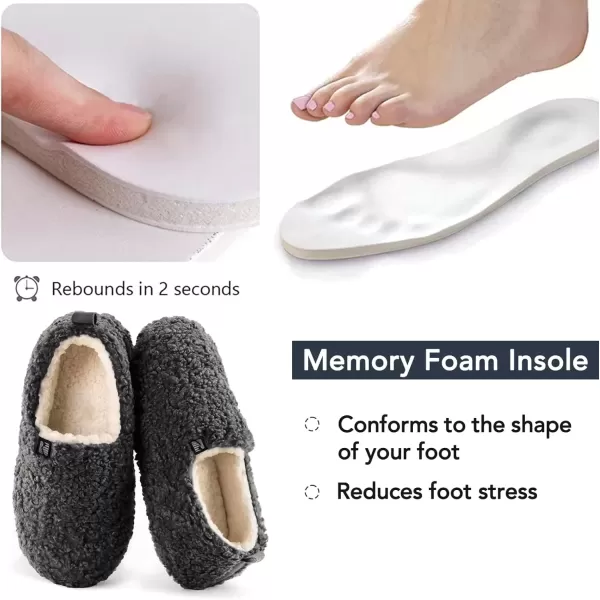 imageRockDove Womens Faux Shearling Closed Back Slipper with Memory FoamDark Grey