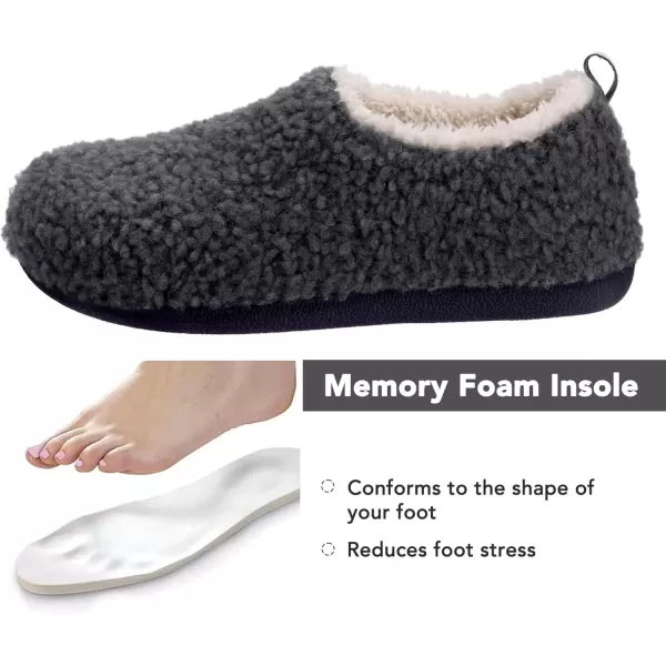 imageRockDove Womens Nomad Soft Faux Shearling Closed Back Memory Foam Slipper Christams Gift Stocking StuffersDark Grey