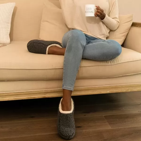 imageRockDove Womens Nomad Soft Faux Shearling Closed Back Memory Foam Slipper Christams Gift Stocking StuffersDark Grey