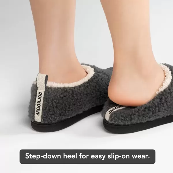 imageRockDove Womens Nomad Soft Faux Shearling Closed Back Memory Foam Slipper Christams Gift Stocking StuffersDark Grey