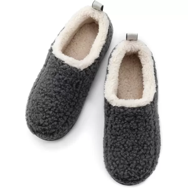 imageRockDove Womens Nomad Soft Faux Shearling Closed Back Memory Foam Slipper Christams Gift Stocking StuffersDark Grey