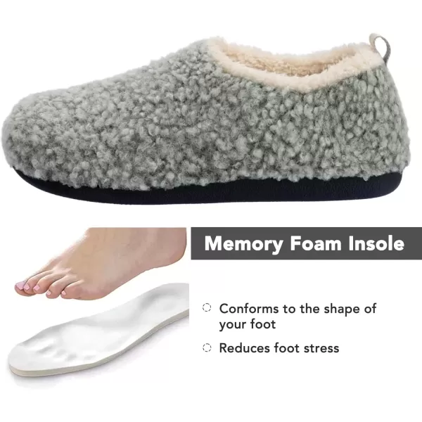 imageRockDove Womens Nomad Soft Faux Shearling Closed Back Memory Foam Slipper Christams Gift Stocking StuffersLight Grey