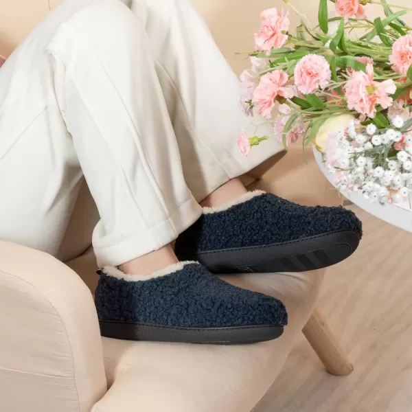 imageRockDove Womens Nomad Soft Faux Shearling Closed Back Memory Foam Slipper Christams Gift Stocking StuffersNavy Blue