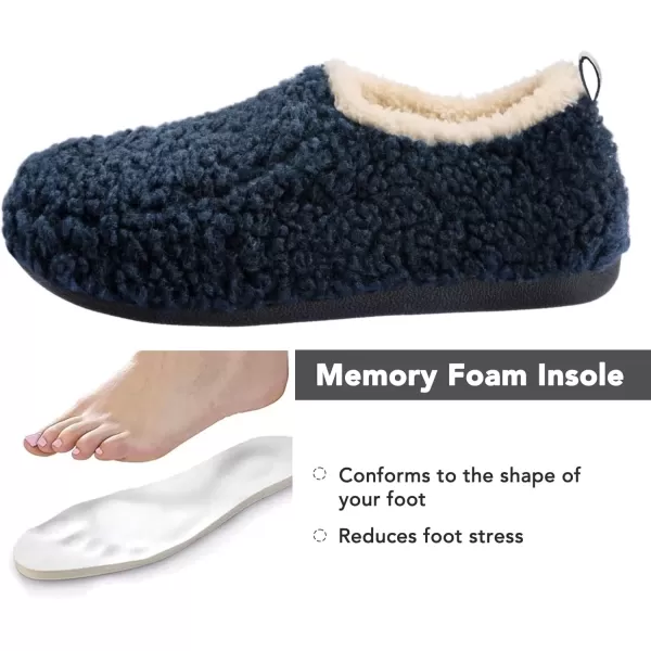 imageRockDove Womens Nomad Soft Faux Shearling Closed Back Memory Foam Slipper Christams Gift Stocking StuffersNavy Blue