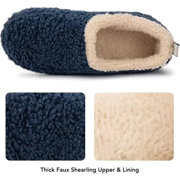 imageRockDove Womens Nomad Soft Faux Shearling Closed Back Memory Foam Slipper Christams Gift Stocking StuffersNavy Blue