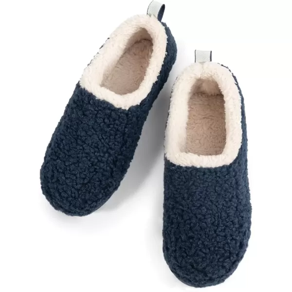 imageRockDove Womens Nomad Soft Faux Shearling Closed Back Memory Foam Slipper Christams Gift Stocking StuffersNavy Blue