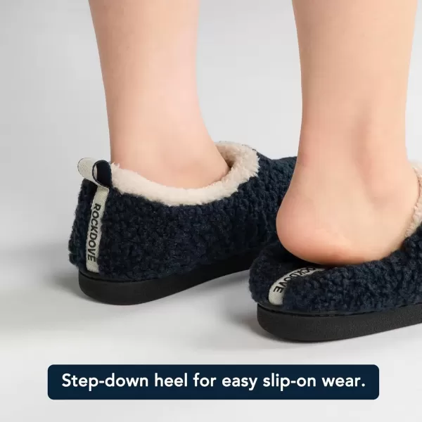imageRockDove Womens Nomad Soft Faux Shearling Closed Back Memory Foam Slipper Christams Gift Stocking StuffersNavy Blue