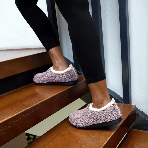imageRockDove Womens Nomad Soft Faux Shearling Closed Back Memory Foam Slipper Christams Gift Stocking StuffersPink Crepe