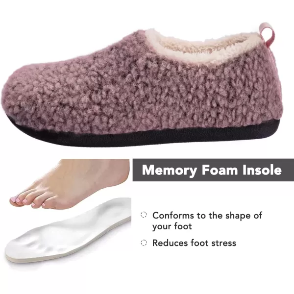 imageRockDove Womens Nomad Soft Faux Shearling Closed Back Memory Foam Slipper Christams Gift Stocking StuffersPink Crepe