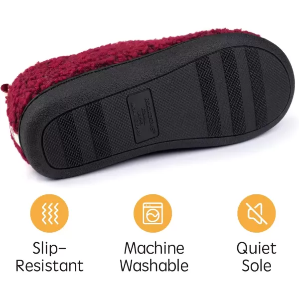 imageRockDove Womens Nomad Soft Faux Shearling Closed Back Memory Foam Slipper Christams Gift Stocking StuffersWine Red