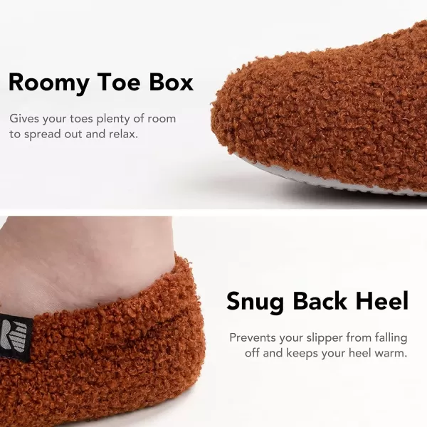 imageRockDove Womens Teddy Fleece Closed Back Indoor SlipperBrown