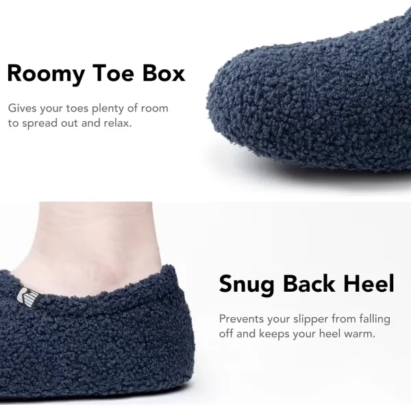 imageRockDove Womens Teddy Fleece Closed Back Indoor SlipperNavy Blue