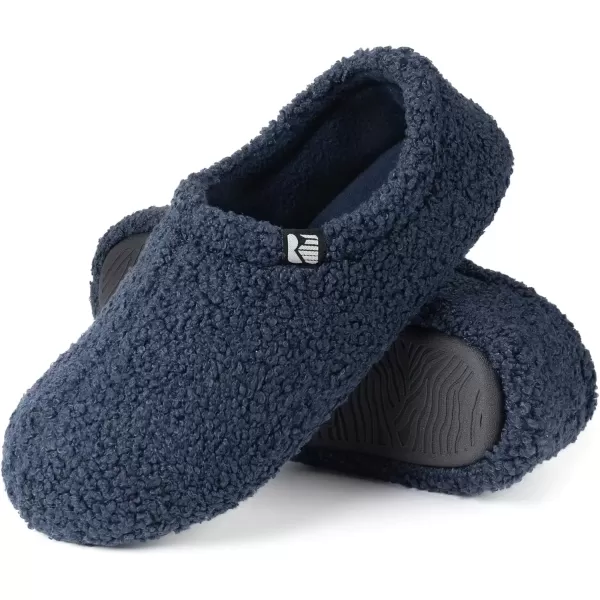 imageRockDove Womens Teddy Fleece Closed Back Indoor SlipperNavy Blue