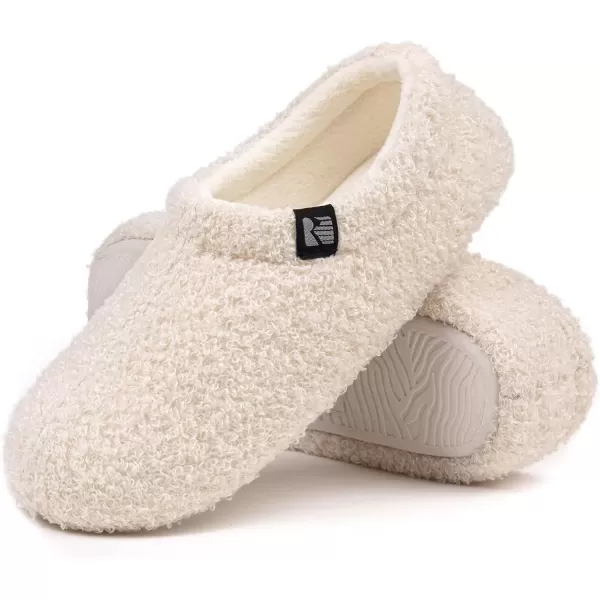 imageRockDove Womens Teddy Fleece Closed Back Indoor SlipperOffwhite