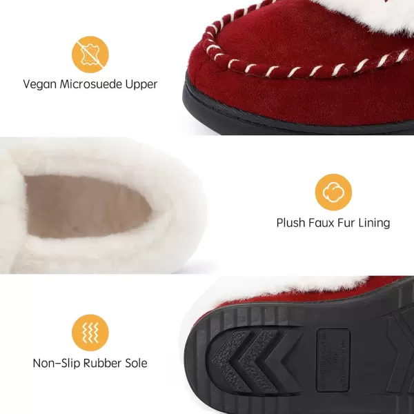 imageRockDove Womens Trapper Moc Fuzzy Plush Faux Fur Memory Foam Slipper Christmas Gift Stocking StuffersBurgundy Red