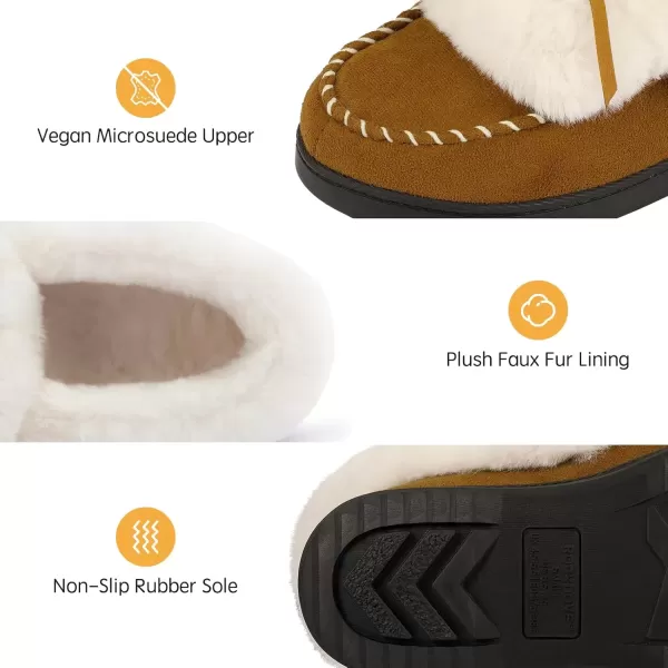 imageRockDove Womens Trapper Moc Fuzzy Plush Faux Fur Memory Foam Slipper Christmas Gift Stocking StuffersChestnut