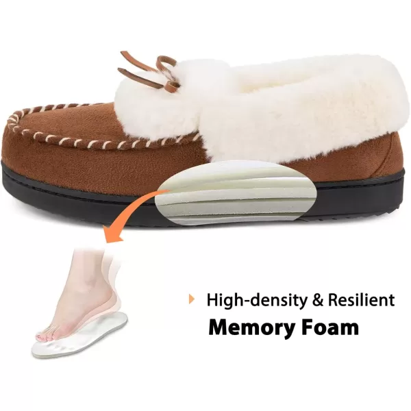 imageRockDove Womens Trapper Moc Fuzzy Plush Faux Fur Memory Foam Slipper Christmas Gift Stocking StuffersChestnut