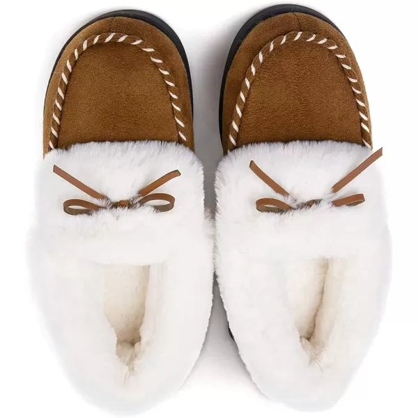 imageRockDove Womens Trapper Moc Fuzzy Plush Faux Fur Memory Foam Slipper Christmas Gift Stocking StuffersChestnut