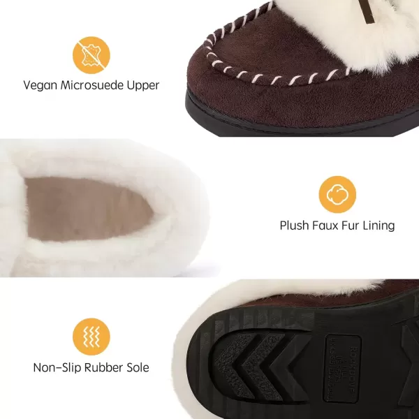 imageRockDove Womens Trapper Moc Fuzzy Plush Faux Fur Memory Foam Slipper Christmas Gift Stocking StuffersCoffee
