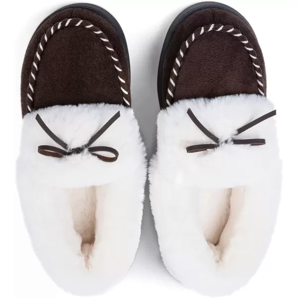 imageRockDove Womens Trapper Moc Fuzzy Plush Faux Fur Memory Foam Slipper Christmas Gift Stocking StuffersCoffee