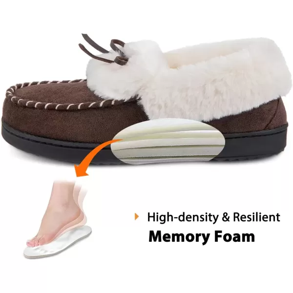 imageRockDove Womens Trapper Moc Fuzzy Plush Faux Fur Memory Foam Slipper Christmas Gift Stocking StuffersCoffee