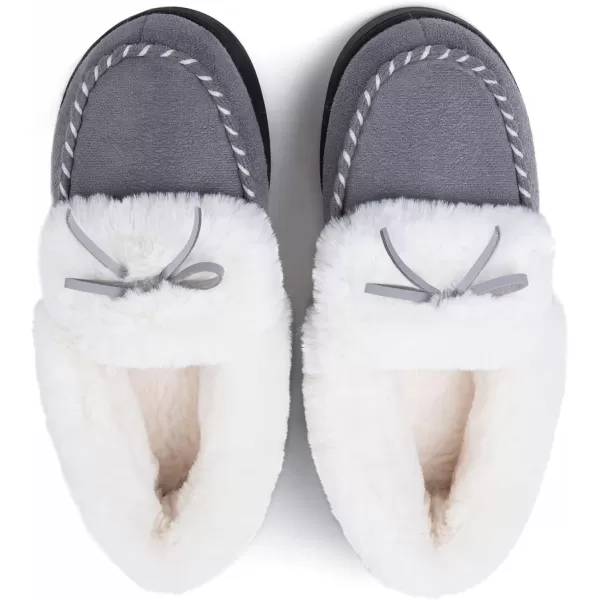 imageRockDove Womens Trapper Moc Fuzzy Plush Faux Fur Memory Foam Slipper Christmas Gift Stocking StuffersDove Grey
