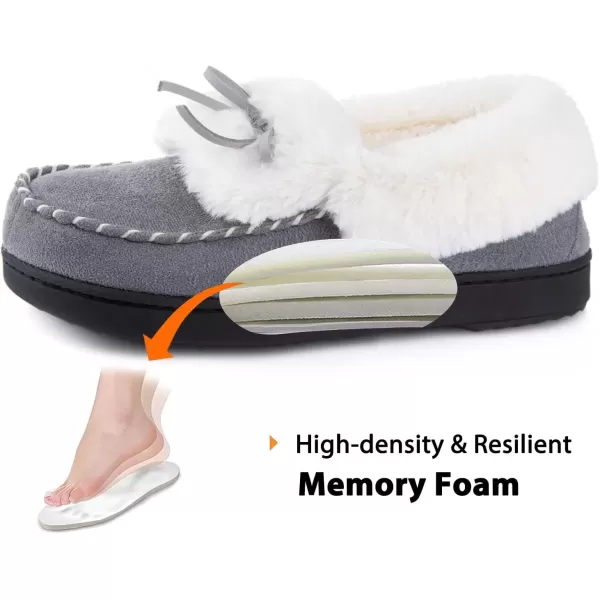 imageRockDove Womens Trapper Moc Fuzzy Plush Faux Fur Memory Foam Slipper Christmas Gift Stocking StuffersDove Grey