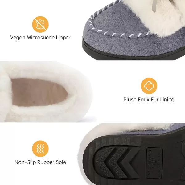 imageRockDove Womens Trapper Moc Fuzzy Plush Faux Fur Memory Foam Slipper Christmas Gift Stocking StuffersDove Grey