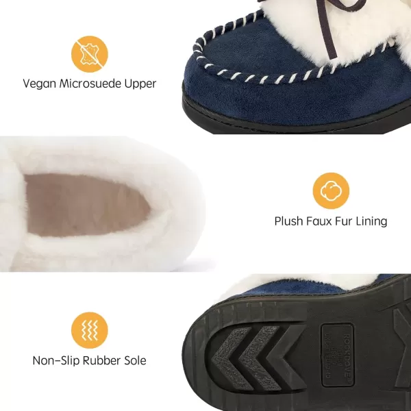 imageRockDove Womens Trapper Moc Fuzzy Plush Faux Fur Memory Foam Slipper Christmas Gift Stocking StuffersRoyal Blue