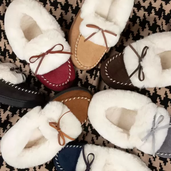 imageRockDove Womens Trapper Moc Fuzzy Plush Faux Fur Memory Foam Slipper Christmas Gift Stocking StuffersRoyal Blue