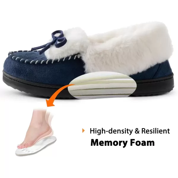 imageRockDove Womens Trapper Moc Fuzzy Plush Faux Fur Memory Foam Slipper Christmas Gift Stocking StuffersRoyal Blue