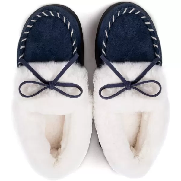 imageRockDove Womens Trapper Moc Fuzzy Plush Faux Fur Memory Foam Slipper Christmas Gift Stocking StuffersRoyal Blue