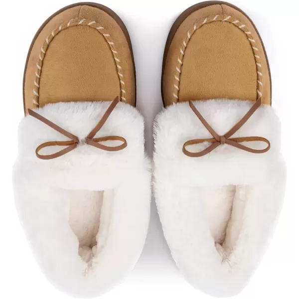 imageRockDove Womens Trapper Moc Fuzzy Plush Faux Fur Memory Foam Slipper Christmas Gift Stocking StuffersSand