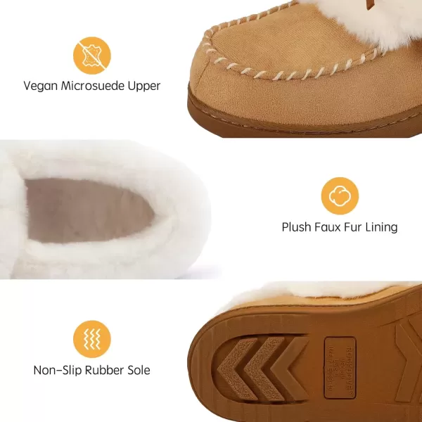 imageRockDove Womens Trapper Moc Fuzzy Plush Faux Fur Memory Foam Slipper Christmas Gift Stocking StuffersSand