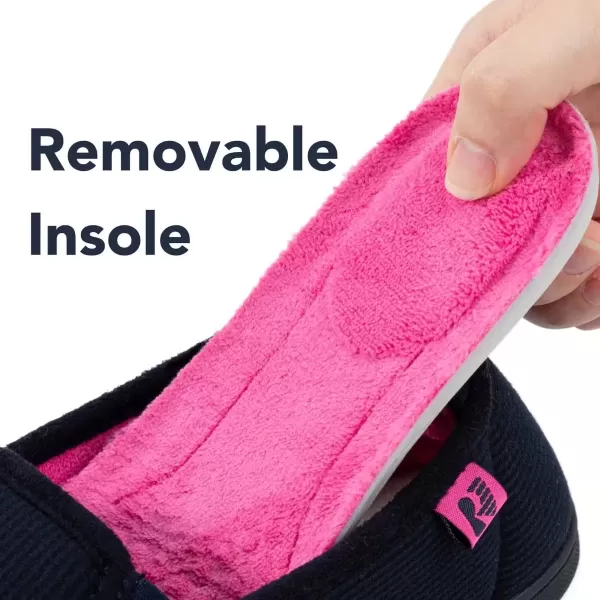 imageRockDove Womens TwoTone Hoodback Slipper with Removable InsoleDark NavyFuchsia