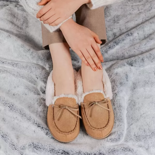 imageRockDove 2 Pairs Womens Slippers Teddy Fleece Dark Gray US 910 ampamp Caroline Glitter Moccasin Sand US 9