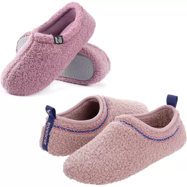 imageRockDove 2 Pairs Womens Slippers Teddy Fleece Lavender US 910 ampamp Serenity Foxy Pink US 10