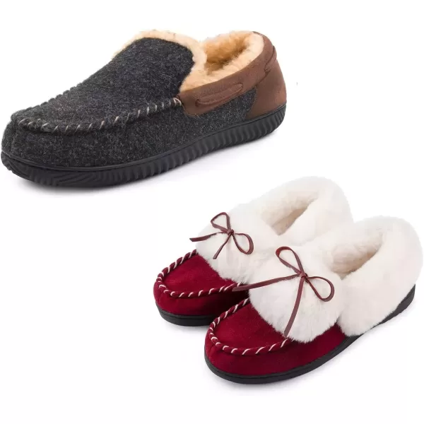 imageRockDove Set of 2 Pairs  Mens Hearthfire Memory Foam Moc Slipper Size 11 Men Black Womens Trapper Moc Memory Foam Slipper Size 95105 Women Burgundy