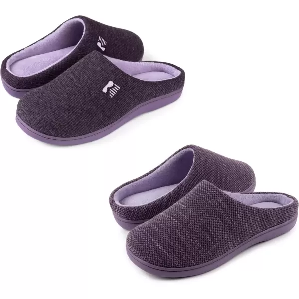 imageRockDove Set of 2 Pairs  Womens Size 78 Original TwoTone Memory Foam Slipper Eggplant Birdseye Knit Memory Foam Slipper Eggplant