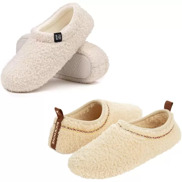 imageRockDove Set of 2 Pairs Womens Teddy Fleece Closed Back Indoor Slipper US Size 56 Off White Womens Serenity Closed Back Slipper US Size 6 Beige
